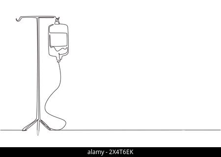 Icona vettoriale di una sacca sangue con disegno continuo su una linea, borsa IV in stile piatto alla moda. Icona Infuse (Infuse). Sacca di sangue. Simbolo di medicina, clinica e assistenza sanitaria. Singolo Illustrazione Vettoriale