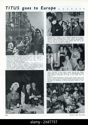 LAURENCE OLIVIER VIVIEN LEIGH ( e sua madre e sua figlia ) foto candide a Venezia, Polonia e Jugoslavia durante il tour europeo del 1957 di LAURENCE OLIVIER e VIVIEN LEIGH in TITO ANDRONICUS del regista William Shakespeare Peter Brook Foto Stock