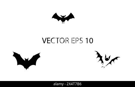 Illustrazione dell'icona nera in stile minimalista Bats Illustrazione Vettoriale