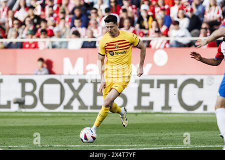 Robert Lewandowski del FC Barcelona durante la partita di campionato spagnolo della Liga tra Girona FC e FC Barcelona il 4 maggio 2024 all'Estadio de Montilivi di Girona, in Spagna Foto Stock