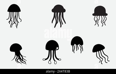 Illustrazione Box Jellyfish stile minimal icona nera EPS 10 e JPG Illustrazione Vettoriale