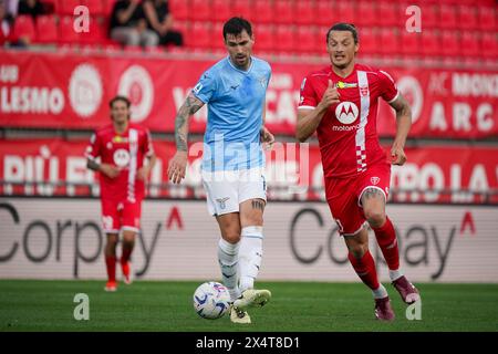 Alessio Romagnoli (SS Lazio) durante la partita di campionato italiano di serie A tra AC Monza e SS Lazio il 4 maggio 2024 allo stadio U-Power di Monza Foto Stock