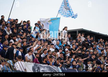 Tifosi del SS Lazio durante il campionato italiano di serie A tra AC Monza e SS Lazio il 4 maggio 2024 allo stadio U-Power di Monza, Italia Foto Stock