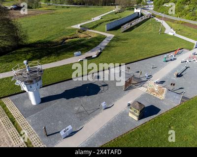 Confine interno tedesco vicino a Moedlareuth, Germania, vista aerea Foto Stock