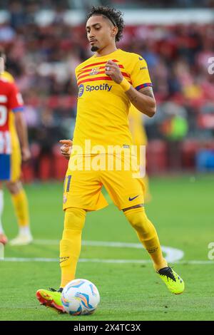 Girona, Spagna. 4 maggio 2024. Raphinha (11) del FC Barcelona visto durante la partita di LaLiga tra Girona e FC Barcelona all'Estadi Montilivi di Girona. (Photo Credit: Gonzales Photo/Alamy Live News Foto Stock