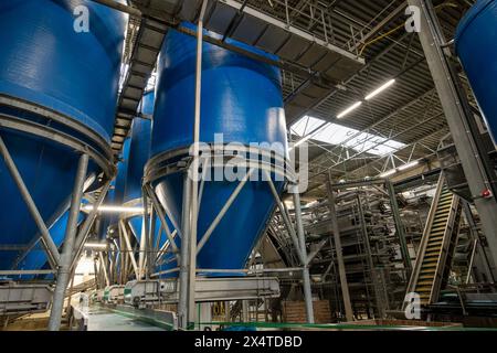 Attrezzature per la lavorazione di ortaggi freschi dopo la raccolta, lo stoccaggio, la cernita, il lavaggio, il taglio, imballaggio, agricoltura nei Paesi Bassi Foto Stock