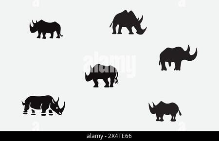 Illustrazione Rhinoceros Black icona design EPS 10 e JPG Illustrazione Vettoriale