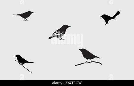 Icona illustrazione in stile minimalista Black and White Warbler Illustrazione Vettoriale