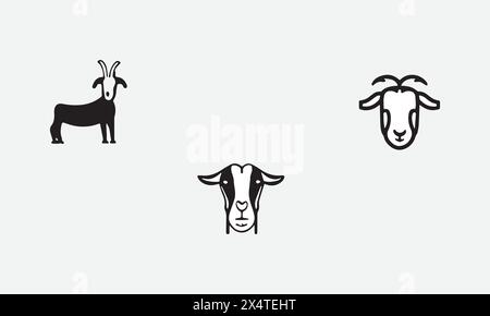 Icona con illustrazione in stile minimalista Boer Goat Illustrazione Vettoriale