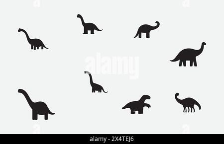 Icona di illustrazione in stile minimalista Brachiosaurus Illustrazione Vettoriale