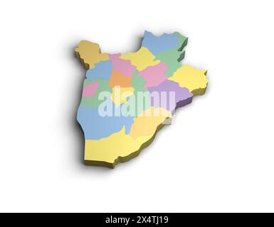 Illustrazione mappa colori Burundi 3d isolamento sfondo bianco Foto Stock