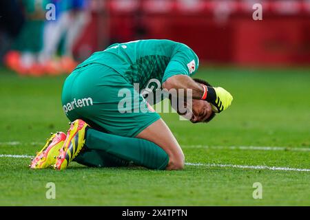 Girona, Spagna. 4 maggio 2024. Durante la partita della Liga EA Sports tra il Girona FC e il Barcellona giocata allo Stadio Montilivi il 4 maggio 2024 a Girona, in Spagna. (Foto di Sergio Ruiz/PRESSINPHOTO) credito: PRESSINPHOTO SPORTS AGENCY/Alamy Live News Foto Stock