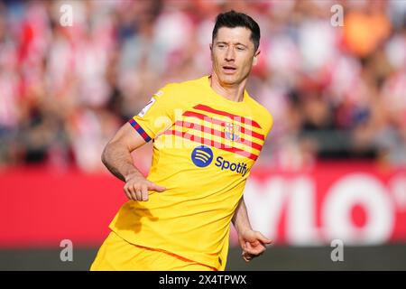 Girona, Spagna. 4 maggio 2024. Robert Lewandowski del FC Barcelona durante la Liga EA Sports match tra Girona FC e FC Barcelona giocato allo stadio Montilivi il 4 maggio 2024 a Girona, in Spagna. (Foto di Bagu Blanco/PRESSINPHOTO) credito: PRESSINPHOTO SPORTS AGENCY/Alamy Live News Foto Stock