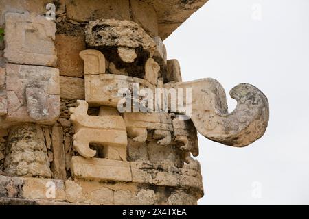 Choc pioggia Dio maschera, Iglesias (chiesa), Chichen Itza, Sito Patrimonio Mondiale dell'UNESCO, Yucatan, Messico Foto Stock