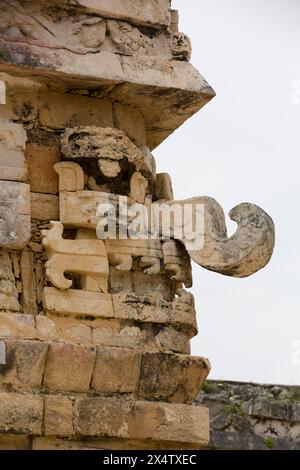 Choc pioggia Dio maschera, Iglesias (chiesa), Chichen Itza, Sito Patrimonio Mondiale dell'UNESCO, Yucatan, Messico Foto Stock