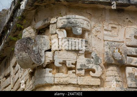 Choc pioggia Dio maschera, Iglesias (chiesa), Chichen Itza, Sito Patrimonio Mondiale dell'UNESCO, Yucatan, Messico Foto Stock