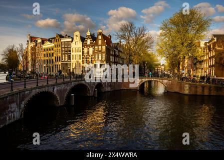 Canale di Keizersgracht ad Amsterdam, Paesi Bassi. Foto Stock