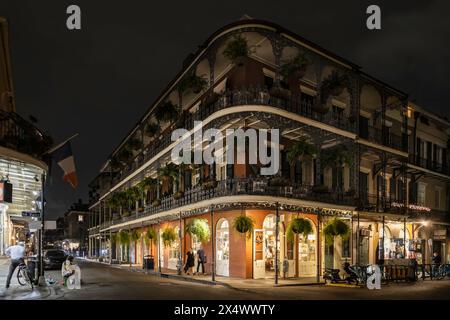 L'iconico edificio LaBranche in Royal Street, New Orleans di notte Foto Stock