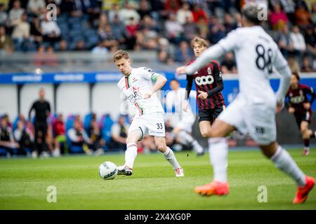 Lovanio, Belgio. 5 maggio 2024. Mathieu Maertens dell'OHL in azione durante una partita di calcio tra Oud-Heverlee Leuven e Standard de Liege, domenica 05 maggio 2024 a Lovanio, il giorno 7 (su 10) dei play-off europei della prima divisione del campionato belga 'Jupiler Pro League' del 2023-2024. BELGA PHOTO JASPER JACOBS credito: Belga News Agency/Alamy Live News Foto Stock