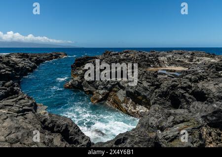 vista panoramica della Pointe del Drago in una splendida giornata estiva, Maui, Hawaii Foto Stock