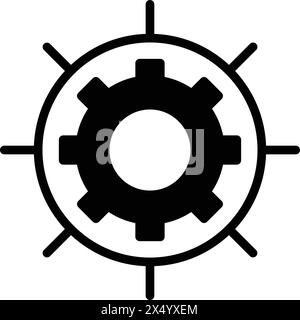 Un'immagine in bianco e nero di un ingranaggio. Concetto di precisione e ordine, poiché gli ingranaggi sono spesso utilizzati in macchinari e altri sistemi meccanici Illustrazione Vettoriale