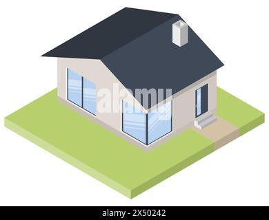Edificio isometrico. Icona di una casa residenziale. Illustrazione vettoriale. EPS 10. Illustrazione Vettoriale