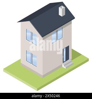 Edificio isometrico. Icona di una casa residenziale. Illustrazione vettoriale. EPS 10. Illustrazione Vettoriale