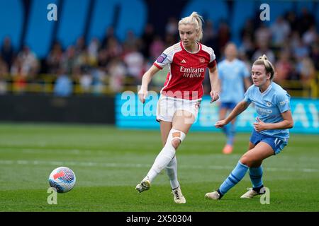 Manchester, Regno Unito. 5 maggio 2024. Leah Williamson dell'Arsenal durante la partita di fa Women's Super League all'Academy Stadium di Manchester. Il credito per immagini dovrebbe essere: Andrew Yates/Sportimage Credit: Sportimage Ltd/Alamy Live News Foto Stock