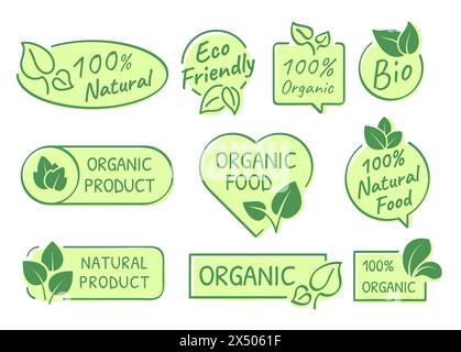 Etichetta grunge di prodotti ecologici, biologici e vegani Illustrazione Vettoriale