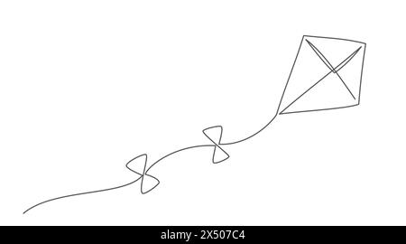 Disegno a una linea di aquiloni isolato su sfondo bianco Illustrazione Vettoriale