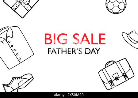 buon padre elementi per la festa del papà design a scarabocchio, accessori per feste in vendita Illustrazione Vettoriale