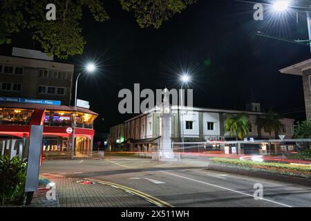 Mahe, Seychelles 6.05.24 esposizione notturna lunga della vicina torre nella città di Victoria Foto Stock