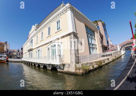 Vista pittoresca dei canali di Aveiro, la Venezia del Portogallo, punto di riferimento turistico Foto Stock