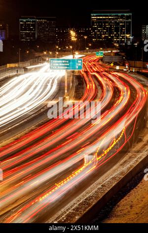 Traffico invernale a Denver, CO Foto Stock