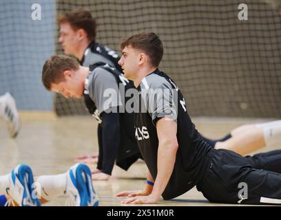 Copenaghen, Danimarca. 6 maggio 2024. Mads Hoxer durante l'allenamento con gli uomini di Handball a Broendby, lunedì 6 maggio 2024. (Foto: Liselotte Sabroe/Ritzau Scanpix) credito: Ritzau/Alamy Live News Foto Stock