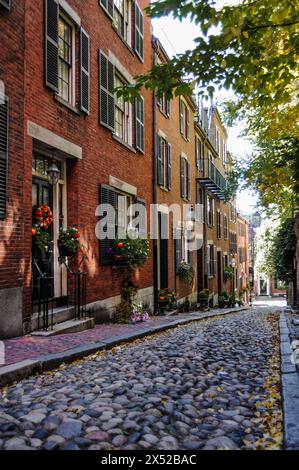 Fascino senza tempo in Acorn Street - Beacon Hill, Boston Foto Stock