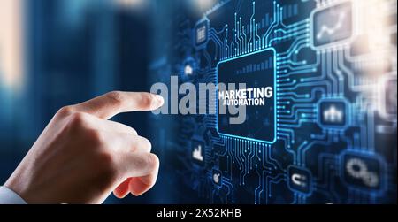 Strategia di marketing. Automazione del marketing. Concetto di strategia di pianificazione Foto Stock