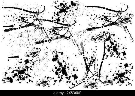 Macchie di inchiostro copertura polvere distress grana graffiatura sfondo grunge. Illustrazione Vettoriale