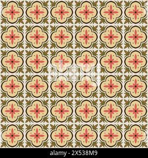 motivi di piastrelle vintage design antico senza cuciture, sfondo a mosaico Illustrazione Vettoriale
