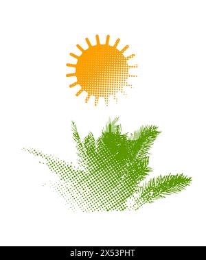 sole divertente e palma. disegno a mano. Non IA. Illustrazione vettoriale Illustrazione Vettoriale