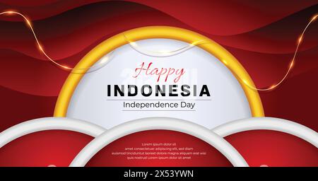 Design moderno dello sfondo del giorno dell'indipendenza dell'Indonesia. Adatto per biglietti d'auguri, poster e striscioni. Illustrazione Vettoriale