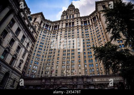 La facciata del Manhattan Municipal Building - New York, USA Foto Stock