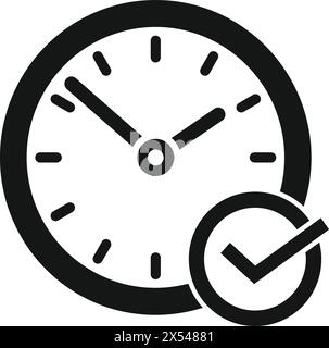 Icona dell'orologio approvato vettore semplice. Segno di spunta riuscito. Elenco di controllo dei pulsanti Illustrazione Vettoriale