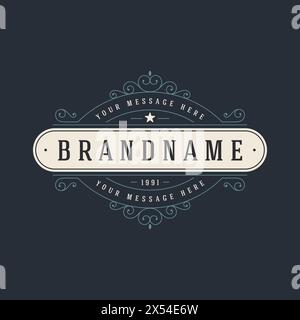 Retro Vintage Insignias o logotipi set. Vettore di elementi di design, segni aziendali, loghi, identità, Etichette, scudetti e oggetti. Illustrazione Vettoriale