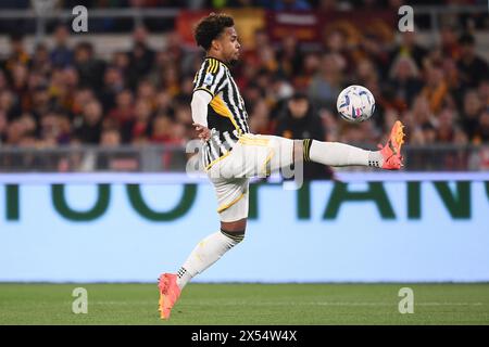 Weston McKennie della Juventus FC durante la partita di serie A tra AS Roma e Juventus FC allo stadio Olimpico di Roma (Italia), 5 maggio 2024. Foto Stock