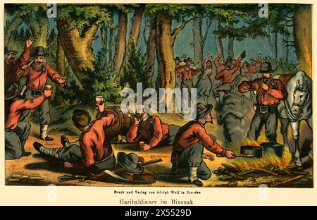 Eventi, guerra franco-prussiana, 1870-1871, testo originale ' Garibaldianer in a camp ' (campo all'aperto), il COPYRIGHT DELL'ARTISTA NON DEVE ESSERE CANCELLATO Foto Stock