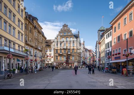 Fontana dell'Imperatore, Kaiserbrunnen, Market Street, Costanza, Germania Foto Stock