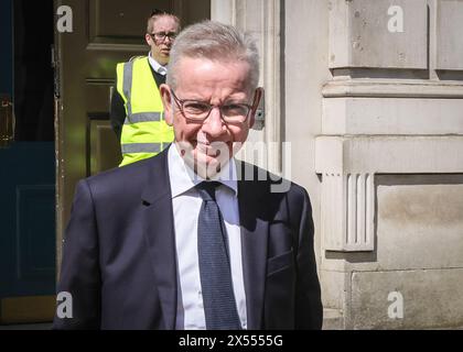 Londra, Regno Unito. 7 maggio 2024. Michael Gove, deputato, Segretario di Stato per il livellamento, gli alloggi e le comunità e Ministro delle relazioni intergovernative. I ministri partecipano alla riunione settimanale del gabinetto di governo al 10 di Downing Street a Westminster, Londra, Inghilterra. Crediti: Imageplotter/Alamy Live News Foto Stock