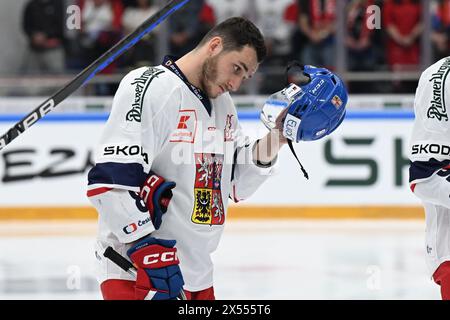 Ondrej Beranek (CZE) durante la partita Repubblica Ceca vs Svizzera, Czech Hockey Games (Betano Hockey Games), torneo finale di Euro Hockey Tour PL Foto Stock