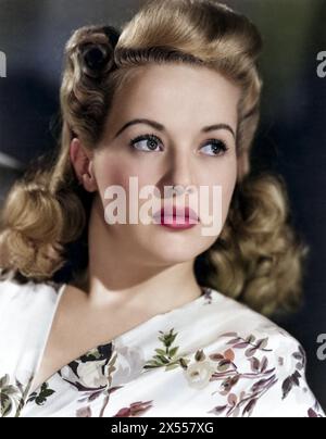 Grable, Betty, 18.12.1916 - 2,7.1973, attrice americana, ritratto, CIRCA 1942, INFORMAZIONI-DIRITTI-SUPPLEMENTARI-AUTORIZZAZIONE-NON-DISPONIBILI Foto Stock